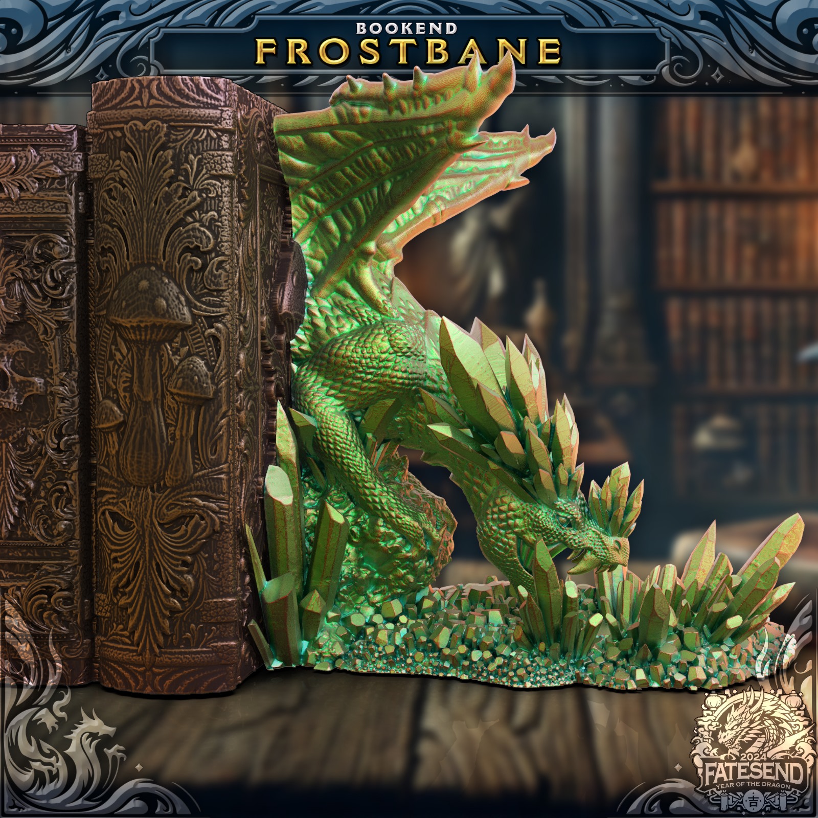 Frostbane the Ice Dragon Bookend - SUPPORT FREE!